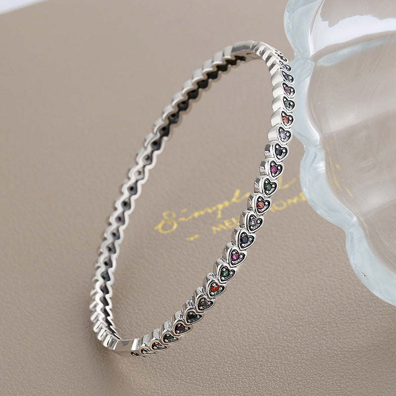 S925 Silver Retro Love Bracelet, Hip Hop