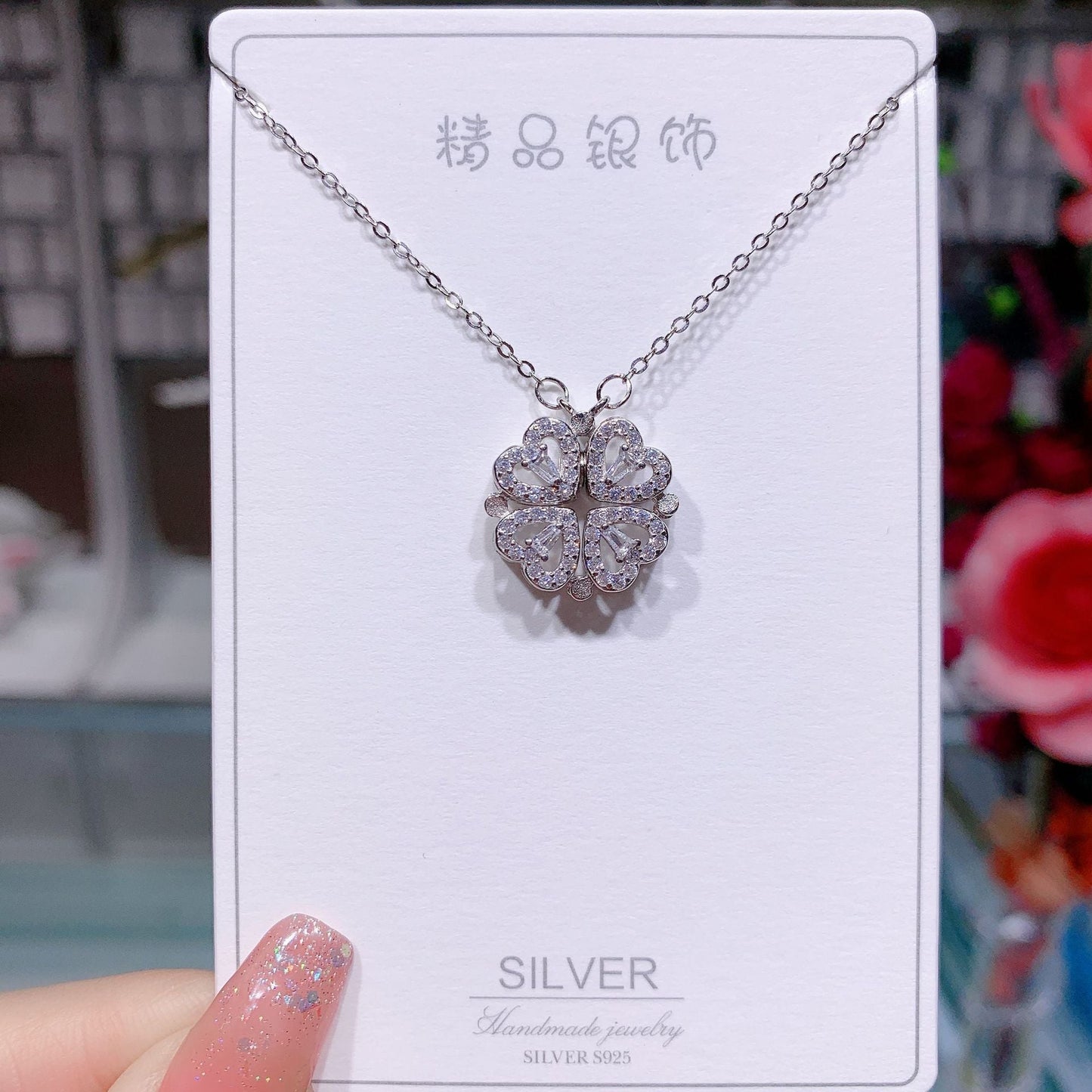 S925 Silver Four-Leaf Clover Necklace
