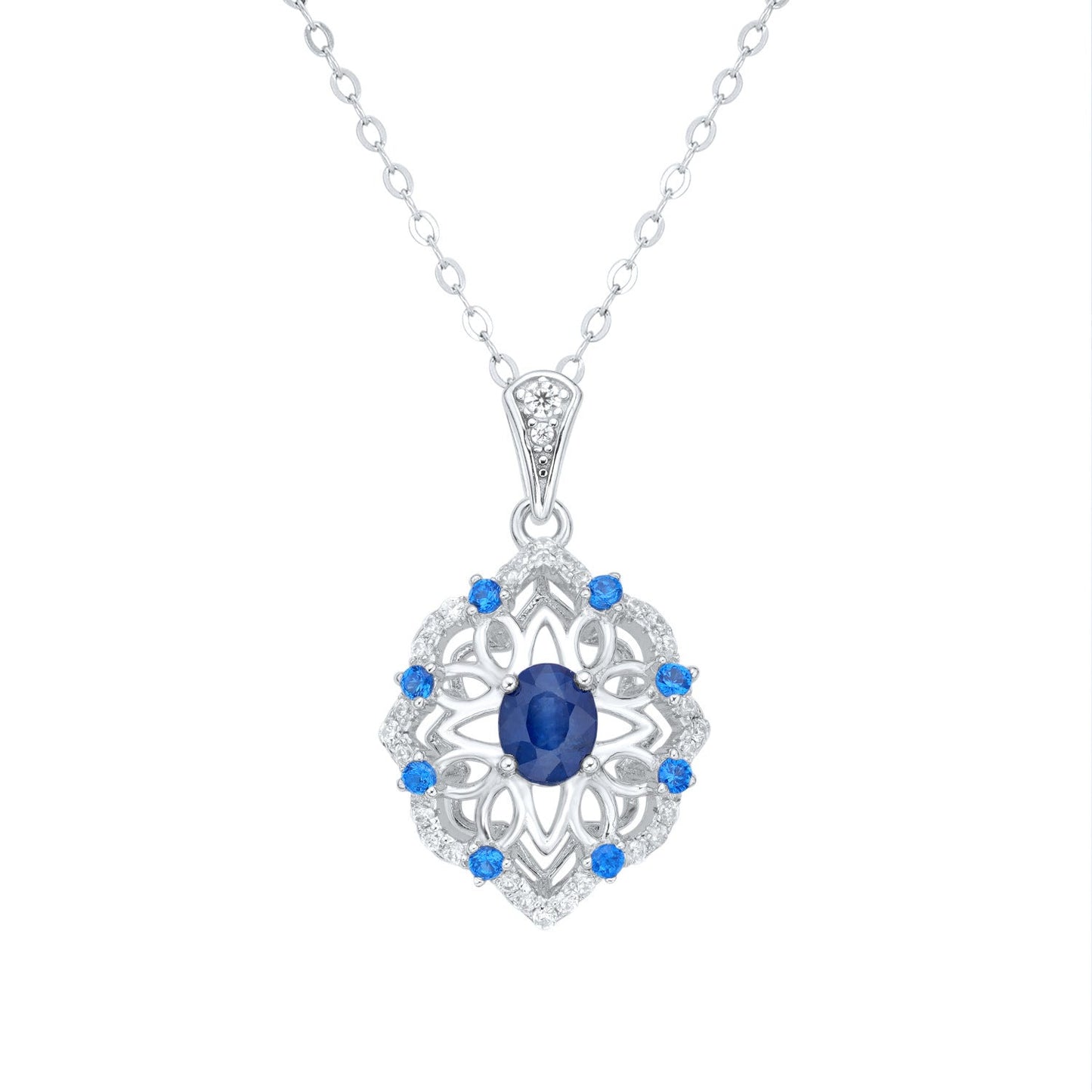 S925 Silver Natural Sapphire Pendant