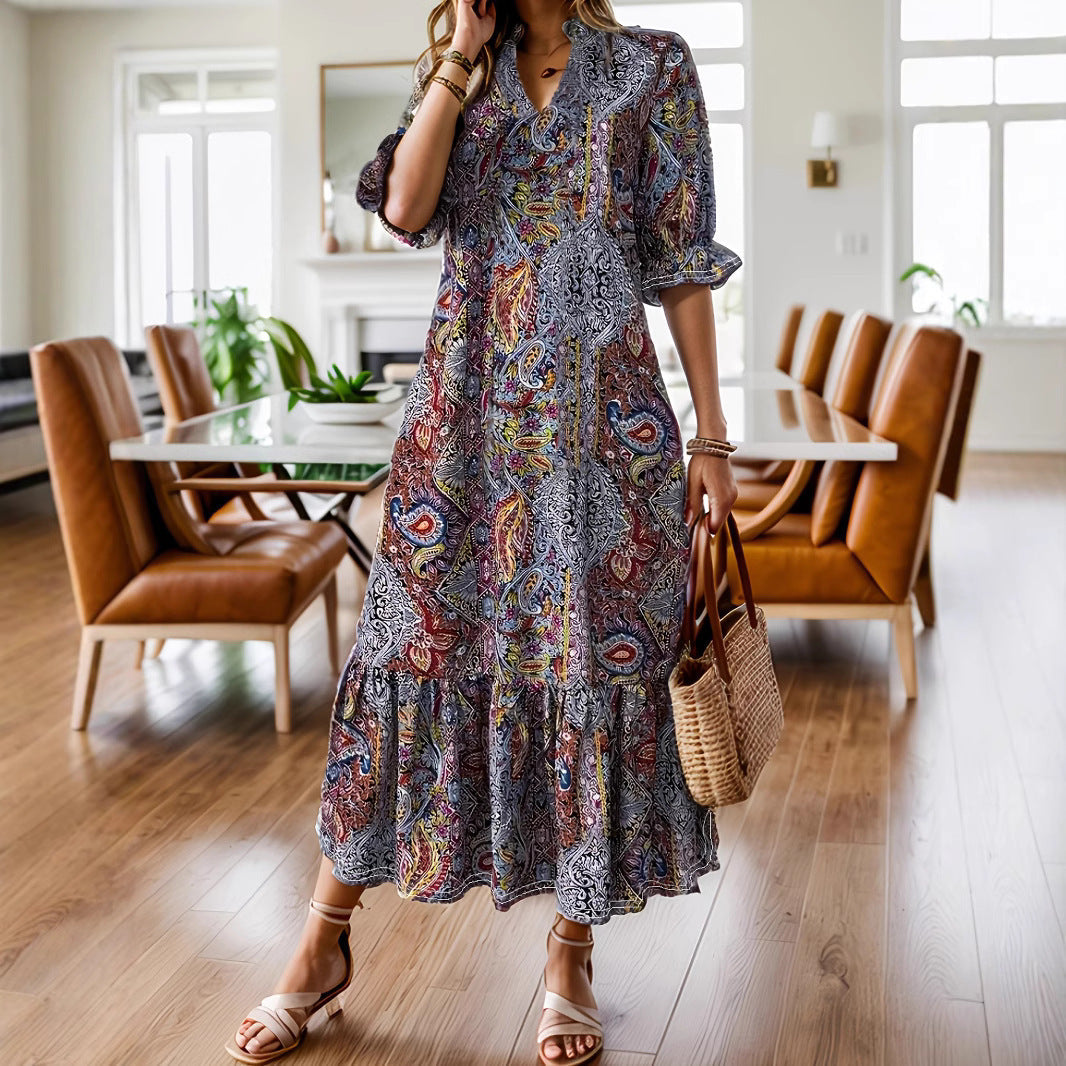 Women's Elegant Printed Maxi Dress