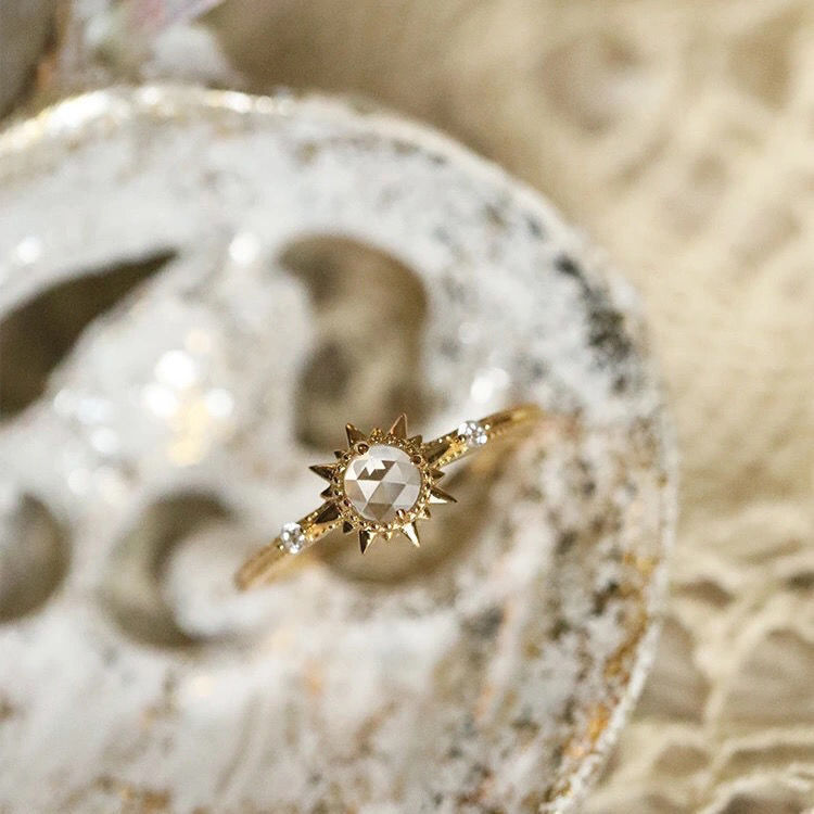 S925 Silver Helios Rose Crystal Ring