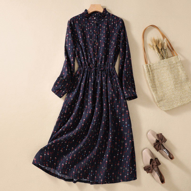 Cotton Linen Floral Dress