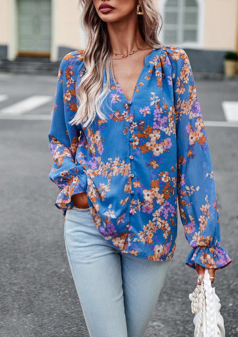 Women's Lightweight Chiffon Print Shirt