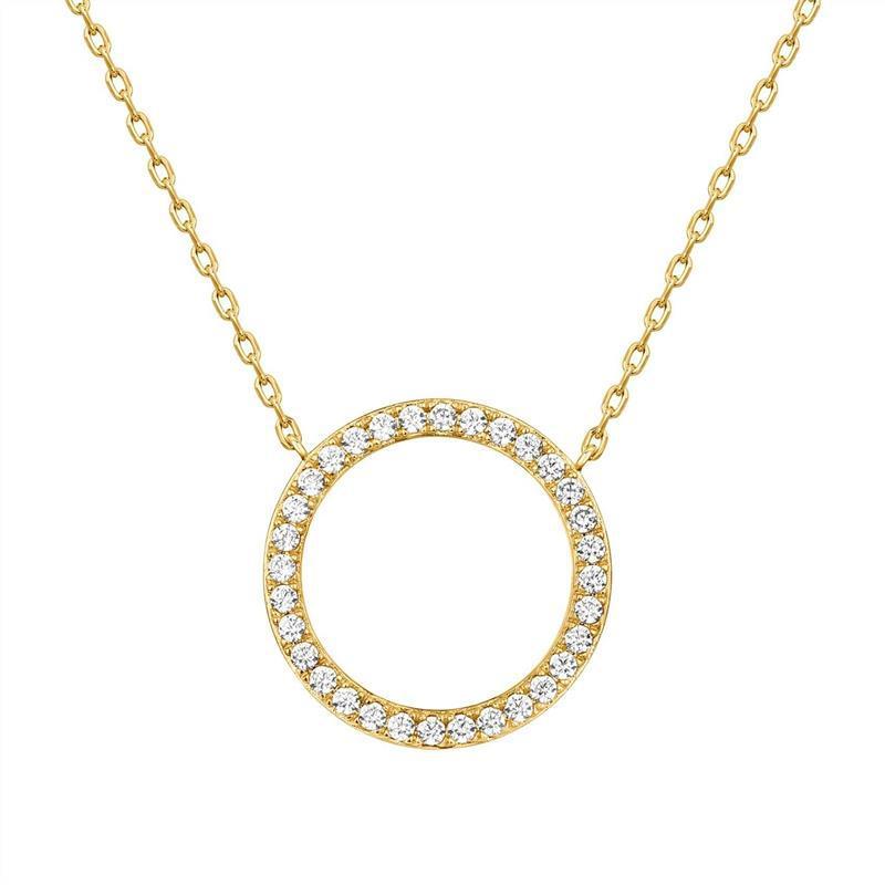 S925 Silver Shiny Dimond  Circle Necklace