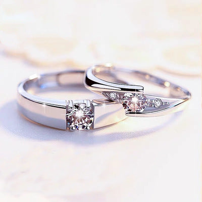 S925 Silver Moissanite Couple Ring