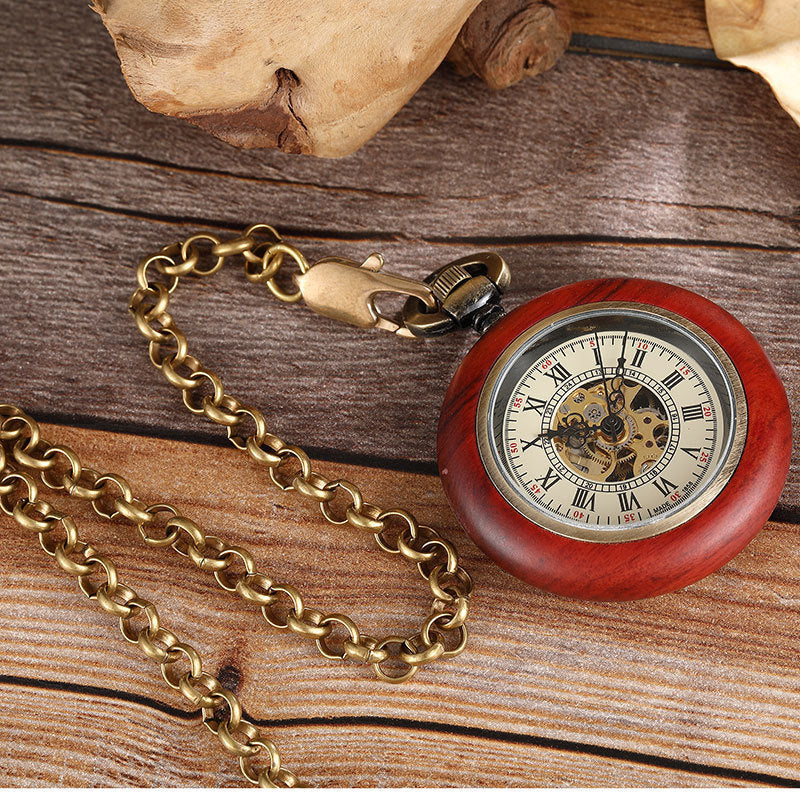 Copper Wood Retro Pocket Watch
