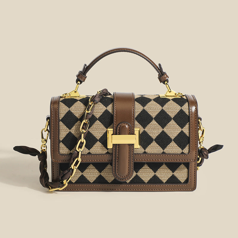 Plaid Chain Crossbody Bag