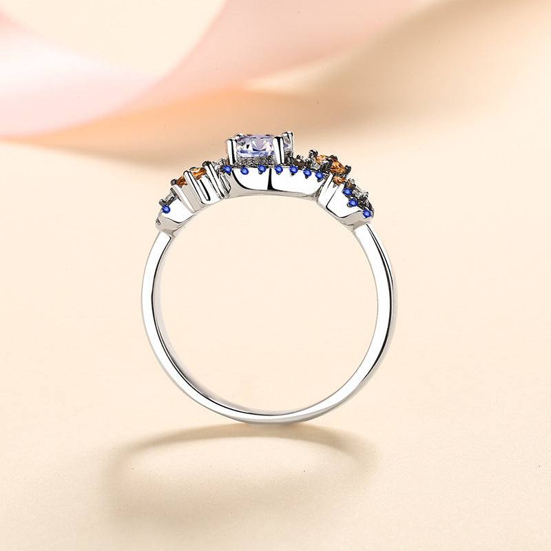 S925 Silver Color Matching Moissanite Ring