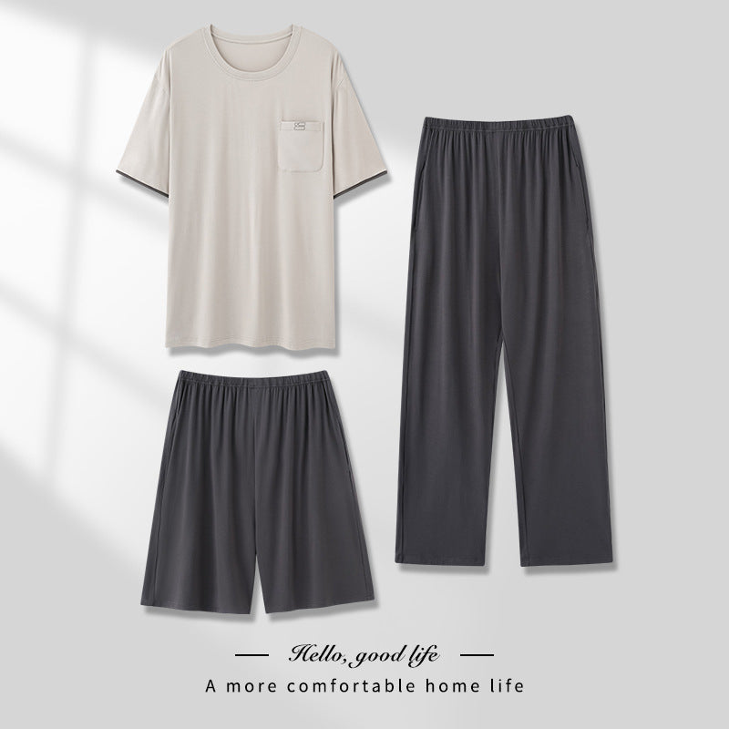 Men's Thin Modal Pajama 3-Piece Set