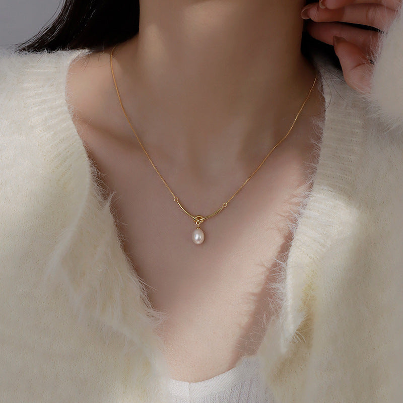 925 Silver Pearl Knot Necklace