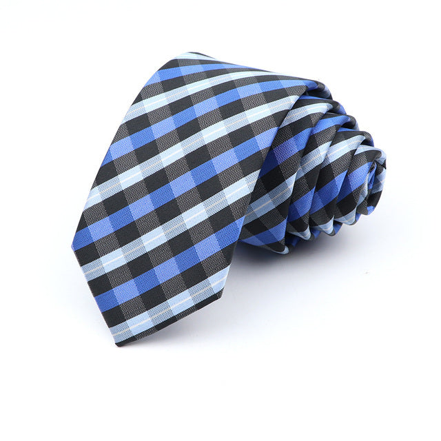 6cm Slim Polyester Plaid Tie
