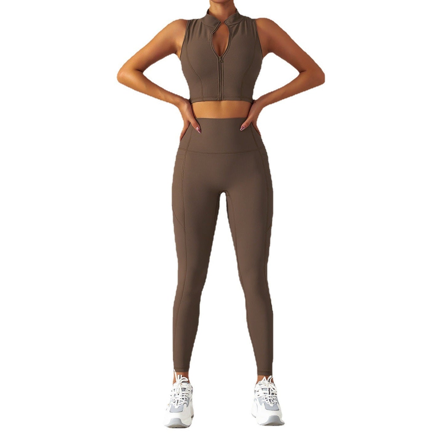 Yoga Suit with Long Sleeves and Zipper