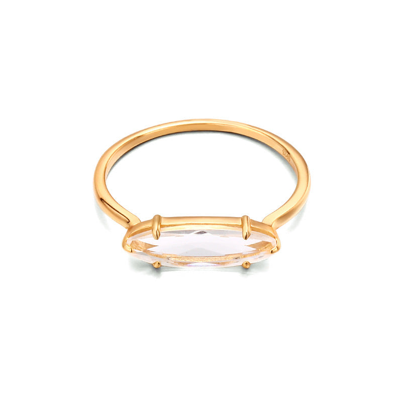 S925 Silver Natural White Crystal Ring