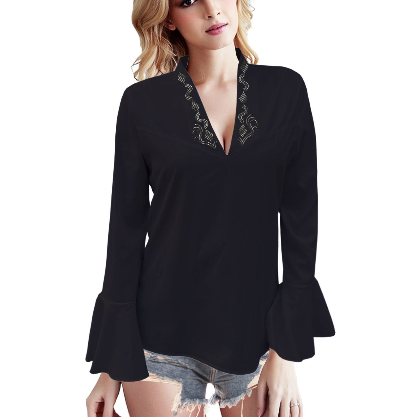 Elegant Lotus Leaf Sleeve Top