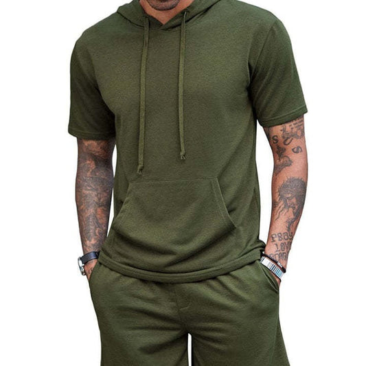 Men's Summer New Hooded Shorts Suit