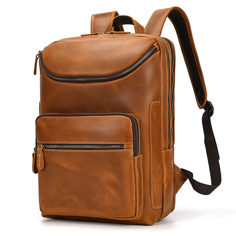Vintage Men's Cowhide Leather Backpack