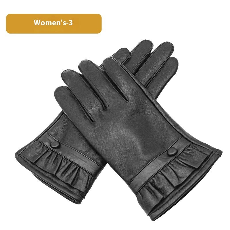 Women’s Leather Fleece-lined Touchscreen Gloves