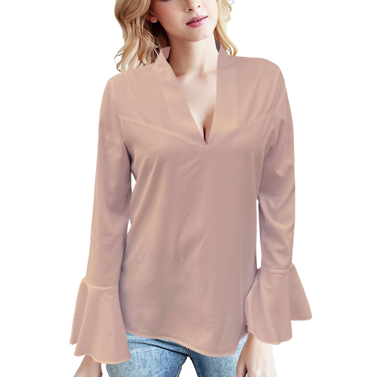 Elegant Lotus Leaf Sleeve Top