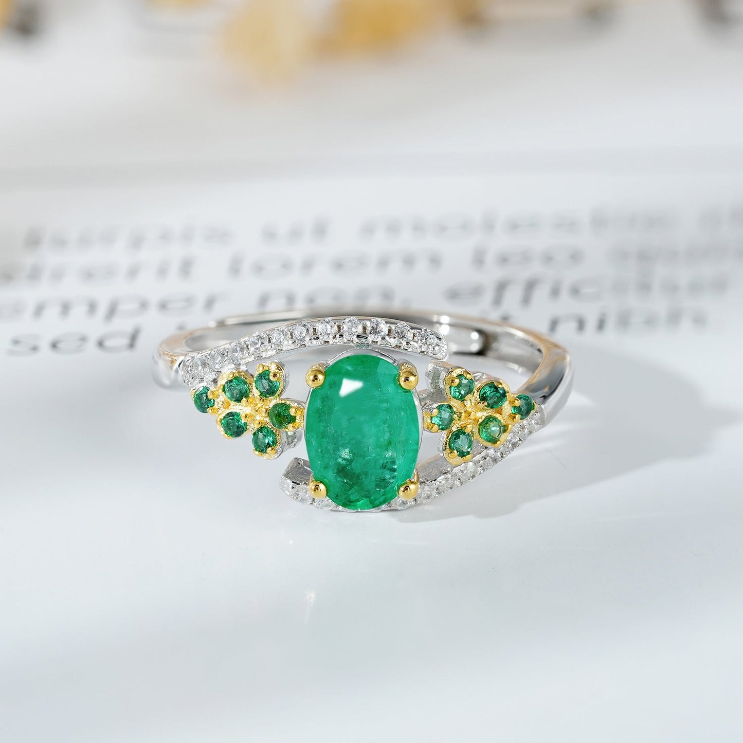 S925 Silver Elegant Emerald Ring