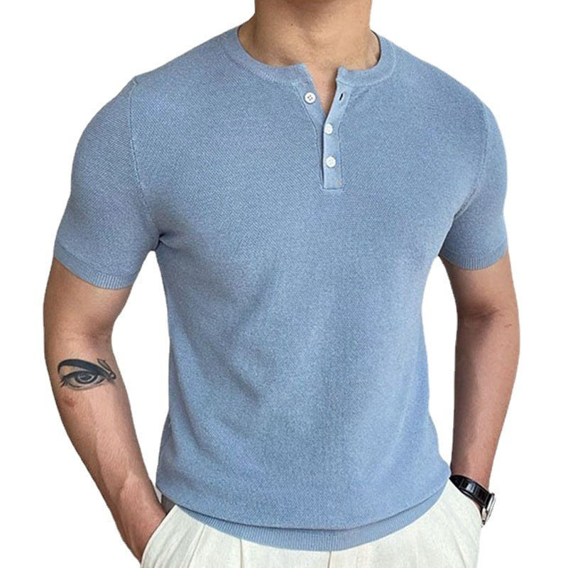 Round Neck Woolen Short Sleeve Shirt
