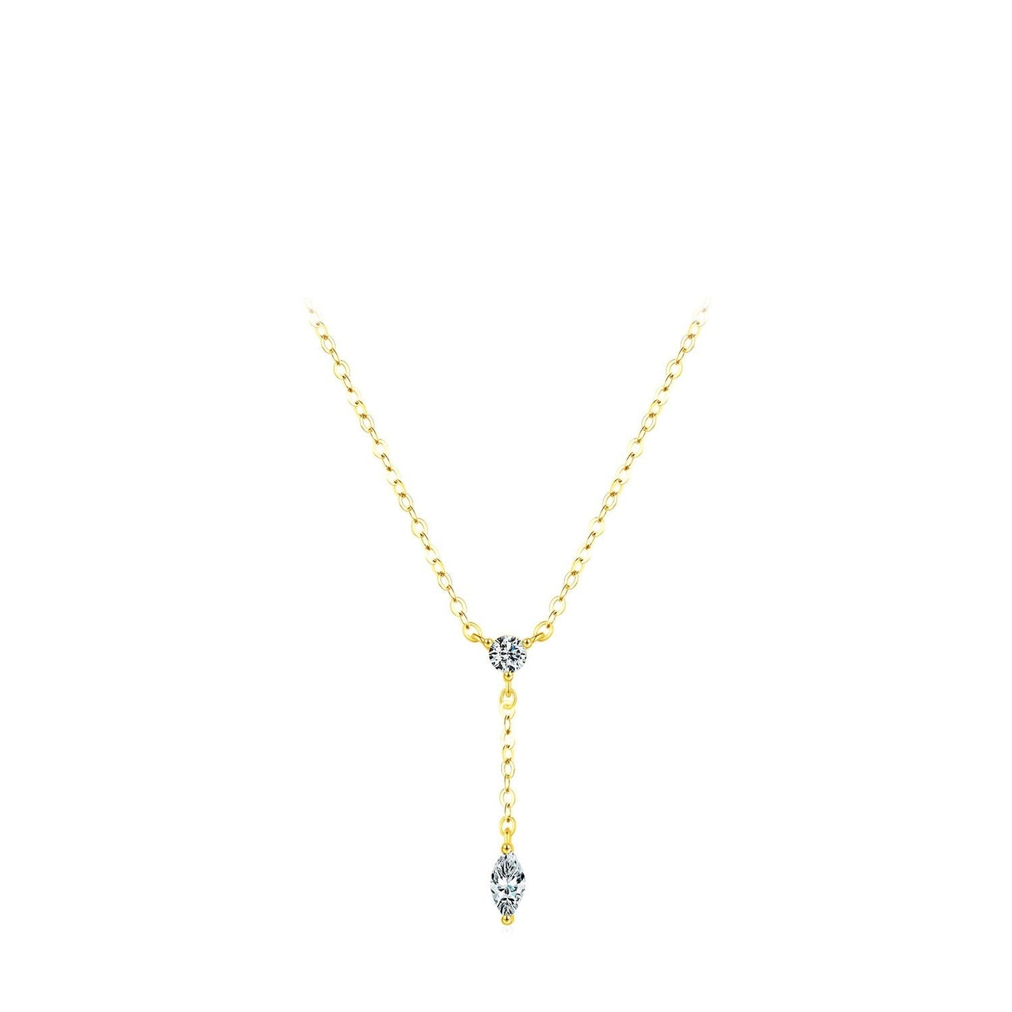 S925 Silver Round Diamond Tassel Necklace