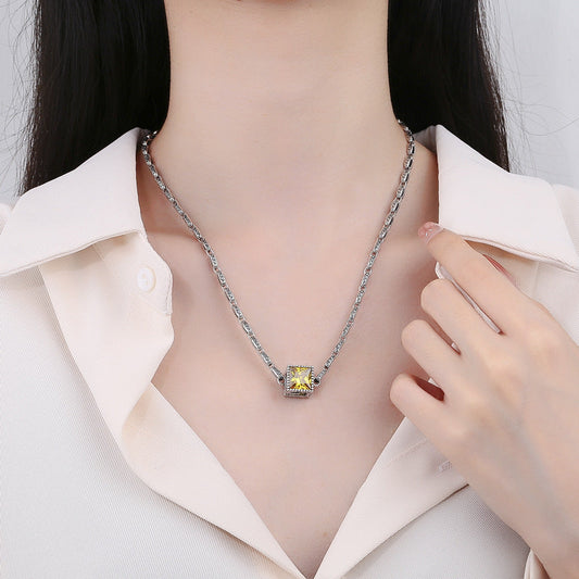 S925 Silver Double Color Cubic Dimond Necklace