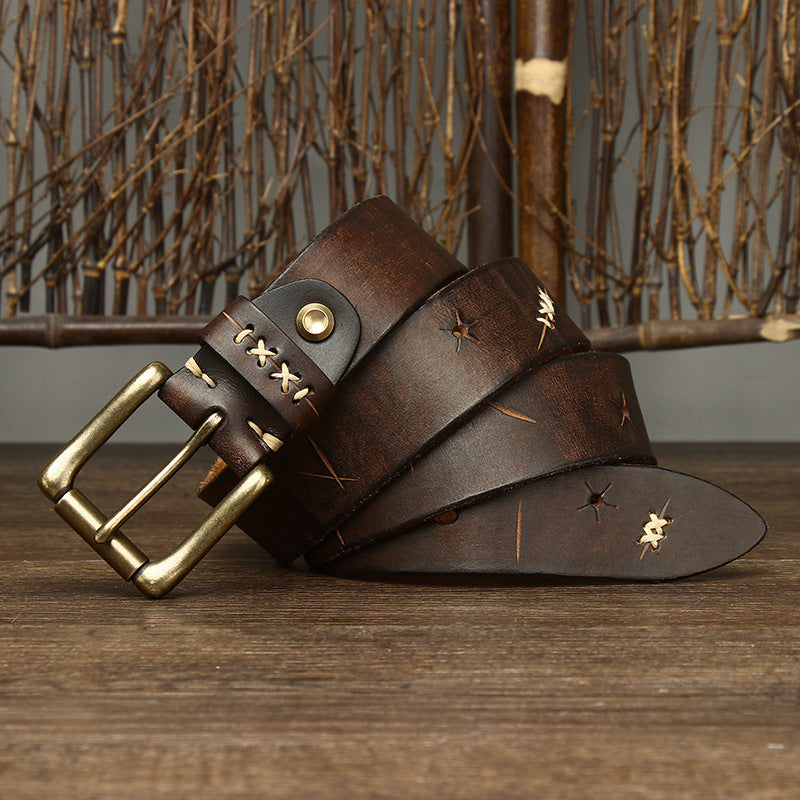 Vintage Cowhide Jeans Belt