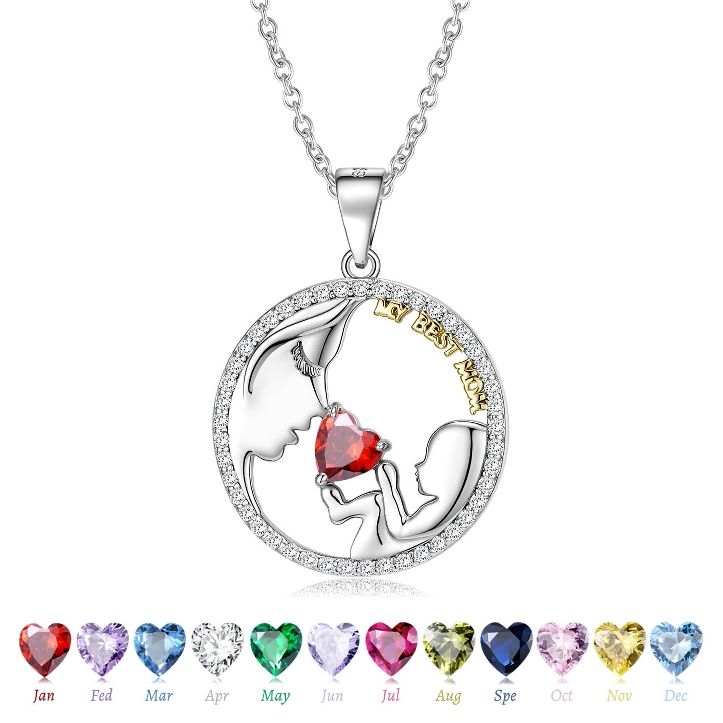 S925 Silver Mom & Baby Necklace