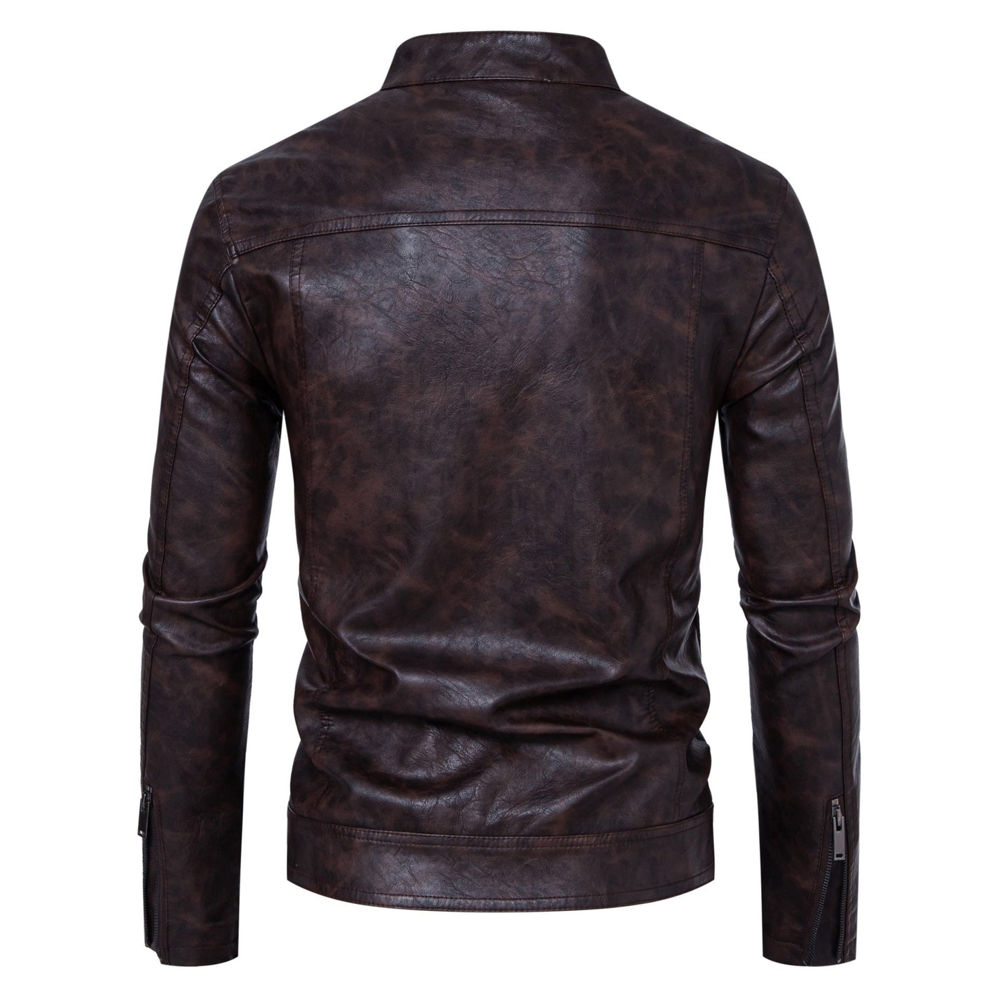 Men’s Leather Stand-up Collar Jacket