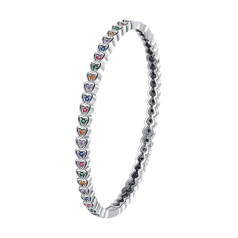 S925 Silver Retro Love Bracelet, Hip Hop