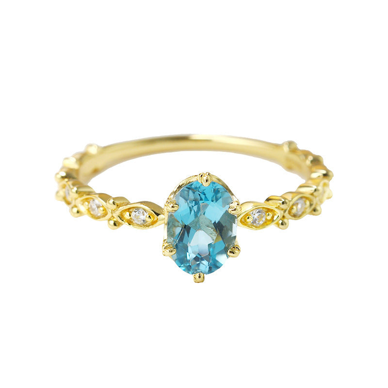 S925 Silver London Blue Topaz Ring