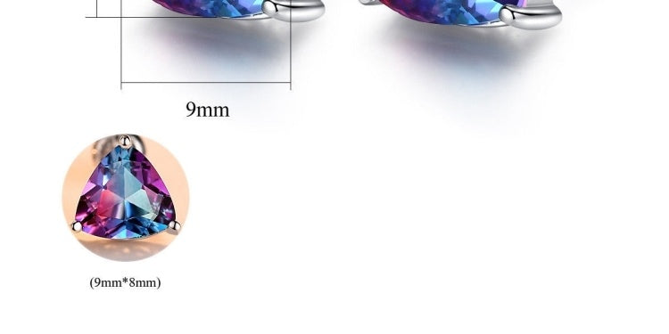 Sterling S925 Silver Rainbow Gemstone Stud Earrings