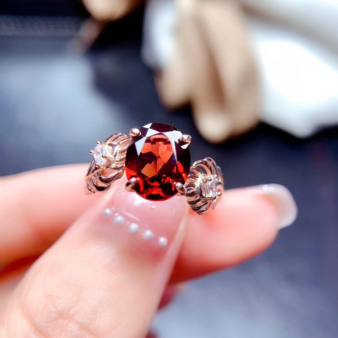 S925 Silver Women’s Garnet Ring