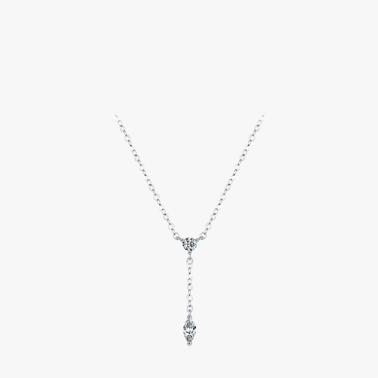 S925 Silver Round Diamond Tassel Necklace