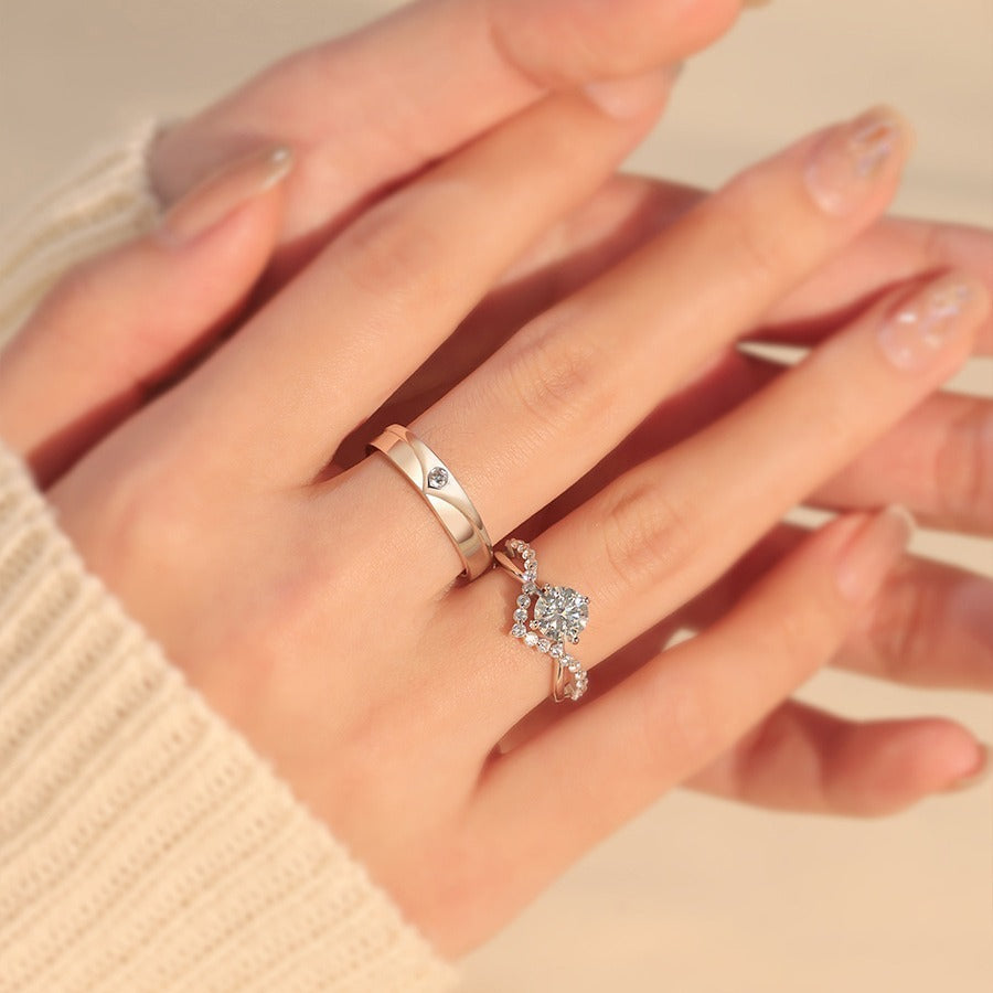 Crown Moissanite S925 Couple Rings