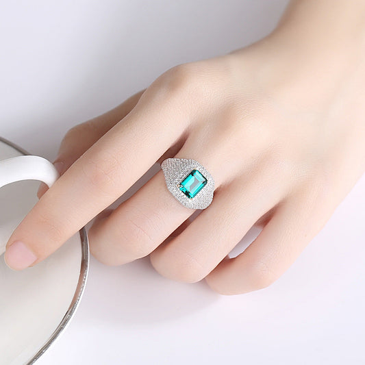 S925 Silver Fashion Emerald Retro Ring