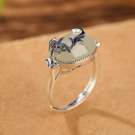 S925 Silver Hetian Jade Ring