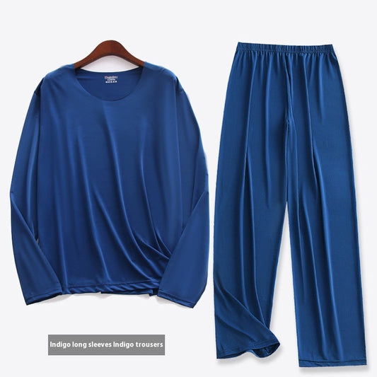 Spring Summer Ultra-thin Men’s Long-sleeve Pajama Set