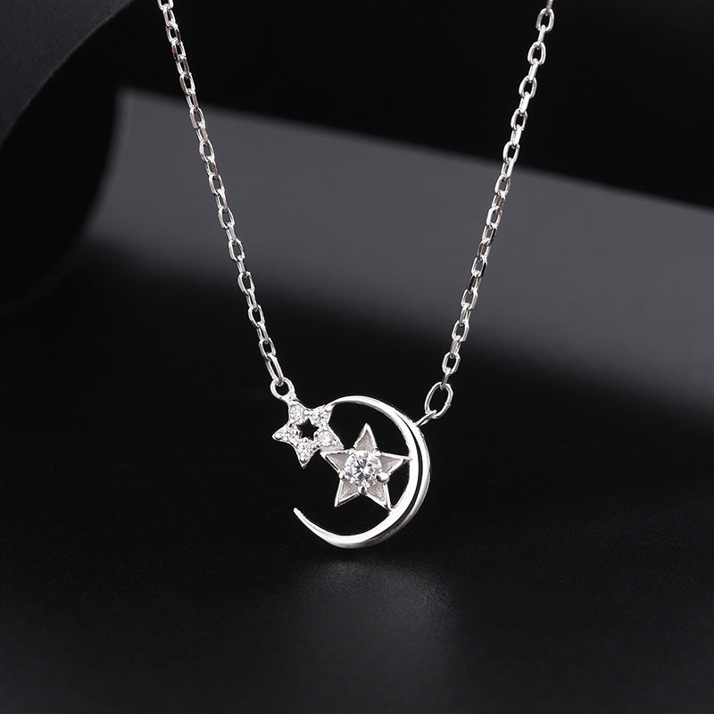 Sterling Silver Star & Moon Necklace