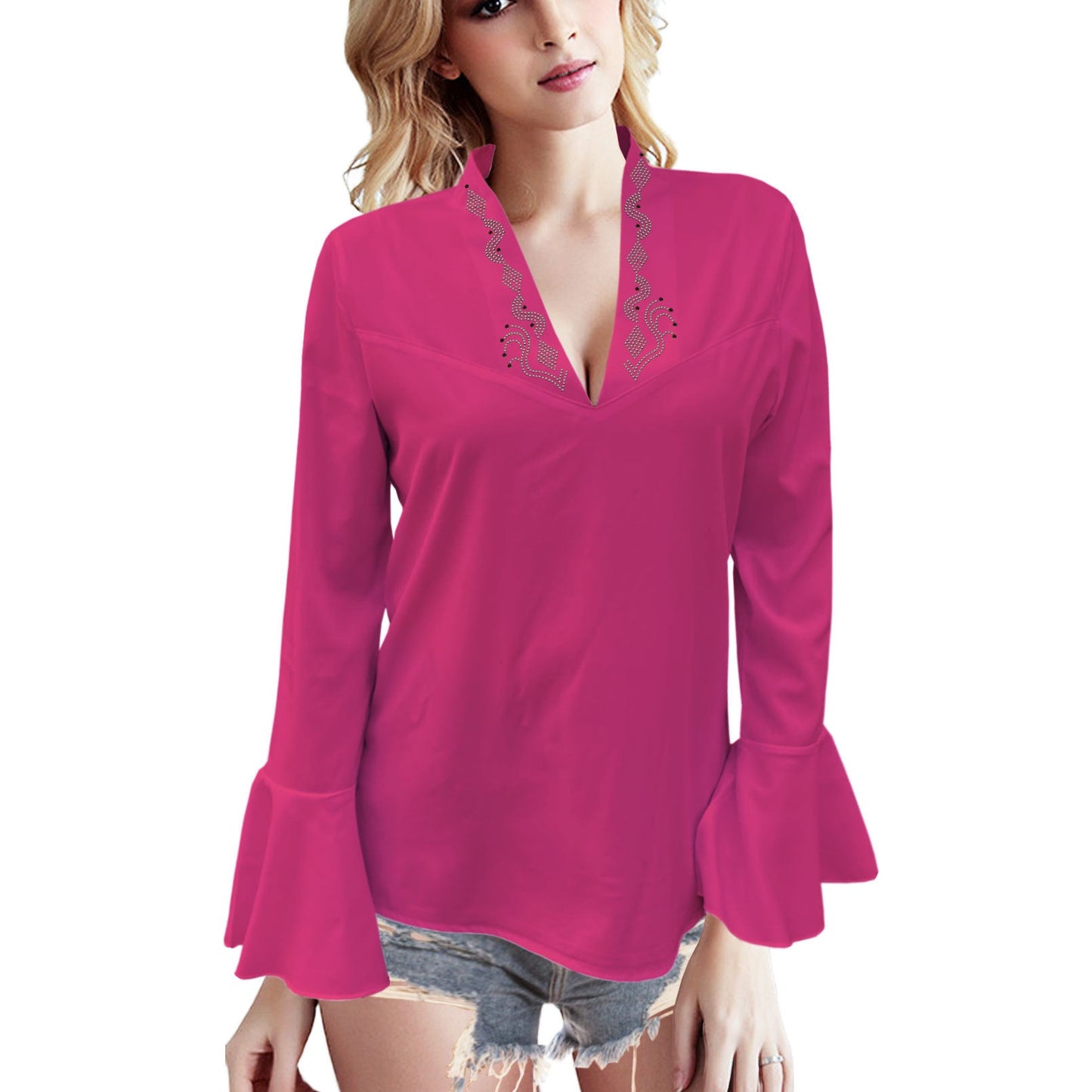 Elegant Lotus Leaf Sleeve Top