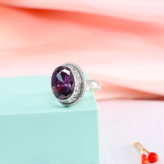 S925 Silver Inlaid Crystal Ring