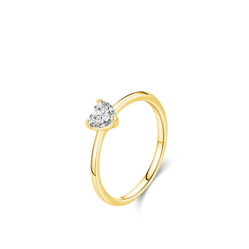 S925 Silver Heart Finger Ring Diamond