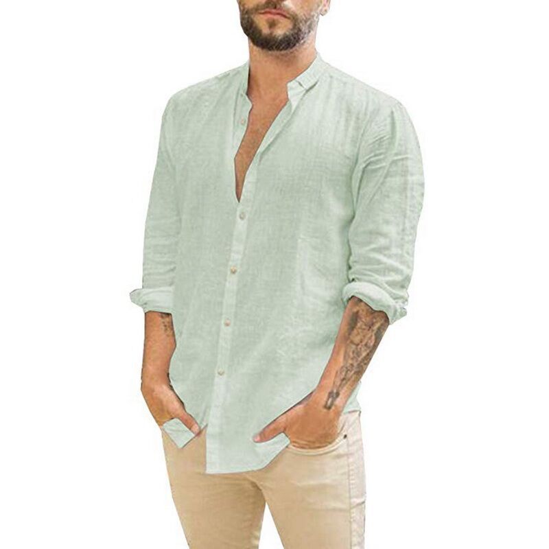 Hot Solid Color Stand Collar Shirt