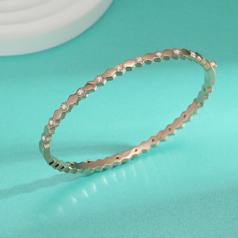 S925 Silver Moissanite Honeycomb Bracelet