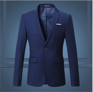 Spring and Autumn Solid Color One-Button Men's Suit