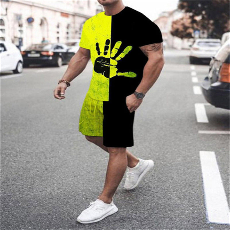 Men's Digital Print T-shirt Set