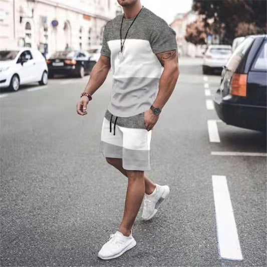 Men's Striped Print Short Suit