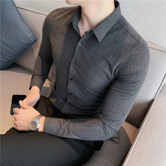 Spring New Men’s Solid Color Business Shirt