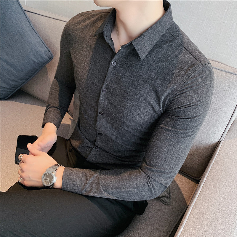 Spring New Men’s Solid Color Business Shirt
