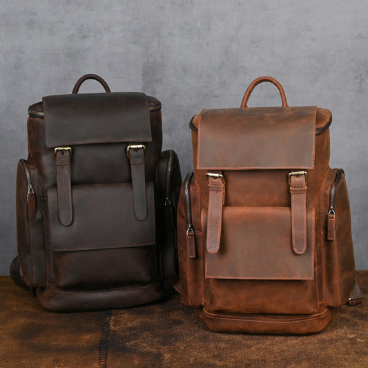 Crazy Horse Leather Men's Backpack